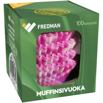 Бумажные формочки для кексов и маффинов Eskimo (бело-розовые) 100 шт
