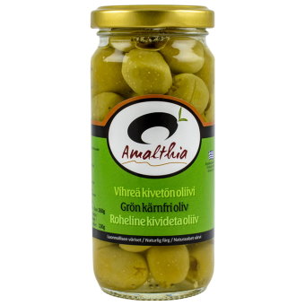 Зеленые оливки Amalthia без косточек 260/130 г