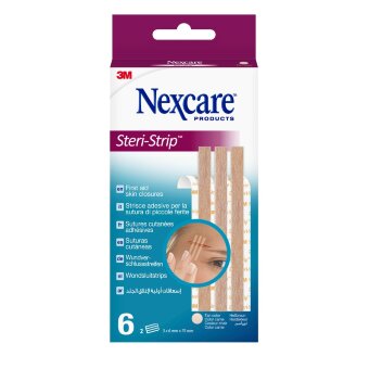 Лейкопластыри Nexcare™ Steri-Strip™ для закрытия ран, телесного цвета, 6 мм х 75 мм, 6 шт в упаковке