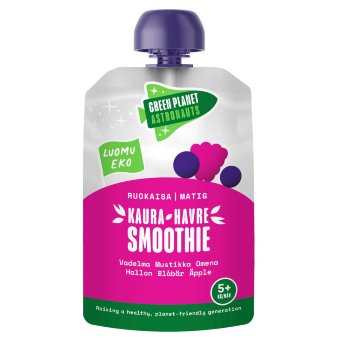 Органический овсяный смузи Green Planet Astronauts с малиной, черникой и яблоком 100 гр 5 мес+