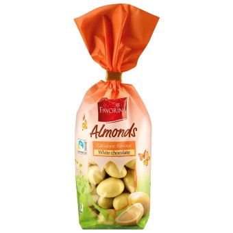 Миндаль в белом шоколаде Favorina со вкусом десерта Сабайон 200 гр