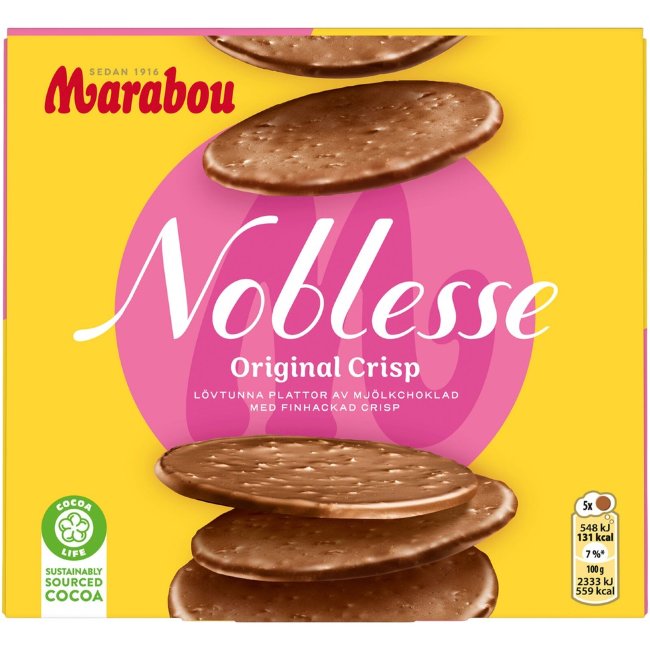 Шоколадные диски с кукурузными хлопьями Marabou Noblesse Original Crisp 150 гр