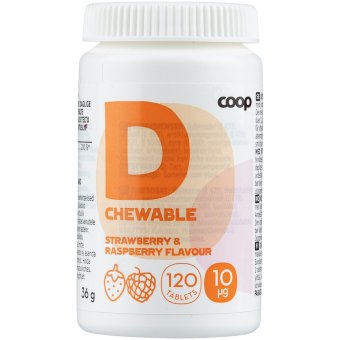 Витамин D3 10 мкг Coop со вкусом клубники и малины 120 табл
