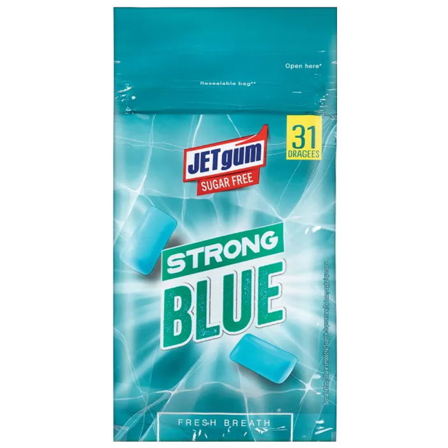 Жевательная резинка без сахара JETgum 31шт STRONG BLUE 45 гр