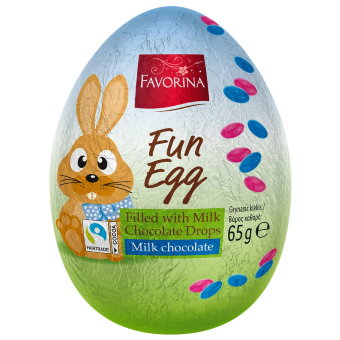 Шоколадное яйцо с разноцветным драже Favorina Fun Egg 65 гр Шоколадное яйцо с разноцветным драже Favorina Fun Egg 65 гр