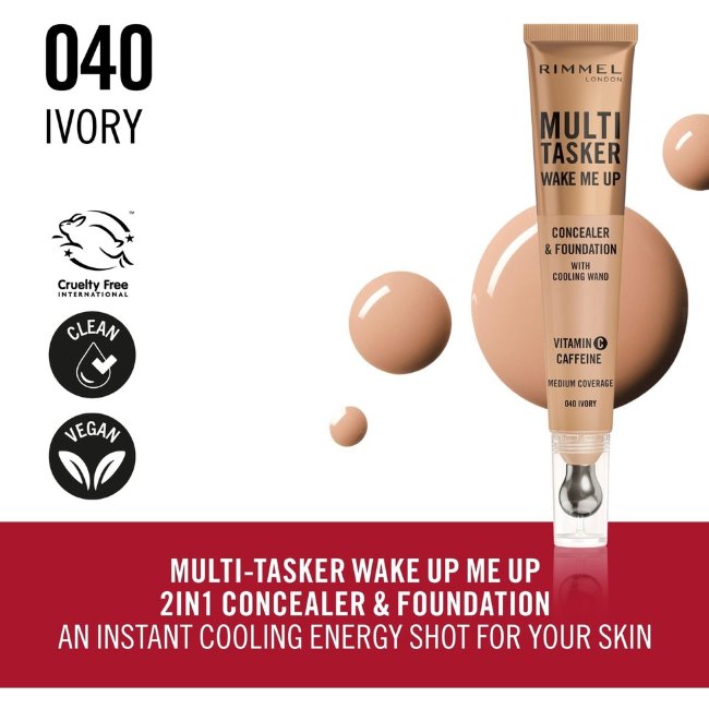 Консилер и тональная основа Rimmel Multi-Tasker Wake Me Up 20 мл 040 Ivory