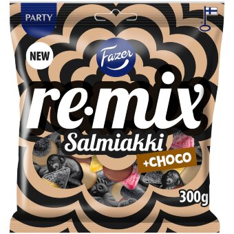 Карамель и шоколадные драже Fazer Remix Salmiakki +choco 300 гр