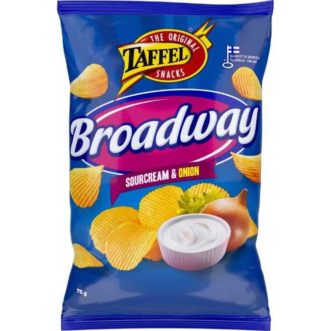 Чипсы Taffel Broadway со вкусом сметаны и лука 75 гр