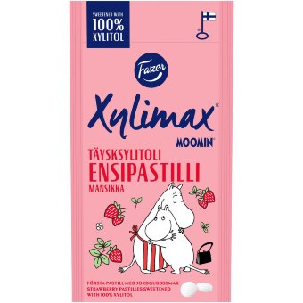 Пастилки с ксилитом Fazer Xylimax Муми-тролль со вкусом клубники 38 гр