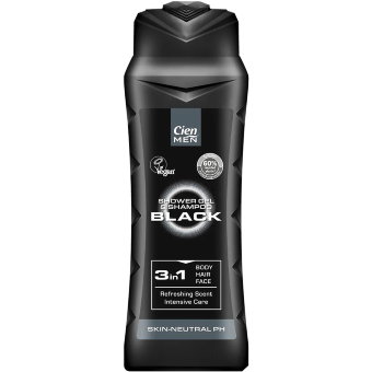 Гель для душа и шампунь Cien Men "Black" 400 мл