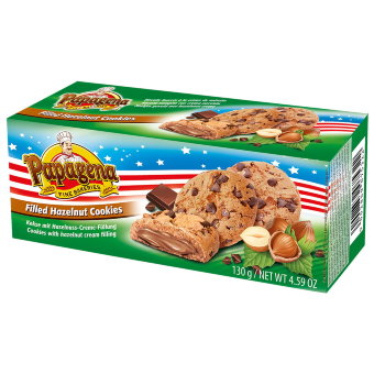 Печенье с шоколадной крошкой с начинкой из фундука Papagena 130 гр