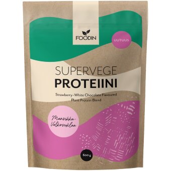 Протеиновый порошок Foodin Supervege земляника-белый шоколад 600 гр Протеиновый порошок Foodin Supervege земляника-белый шоколад 600 гр
