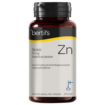 Цинк для иммунитета Bertil's (1 табл в день) с 12 лет, 15 мг 200 табл