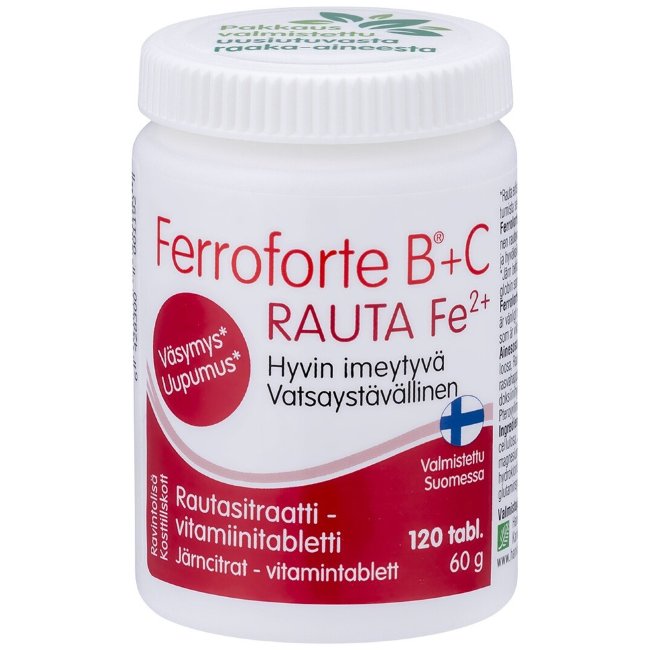 Витамины с железом Ferroforte B + C 120 таблеток Hankintatukku