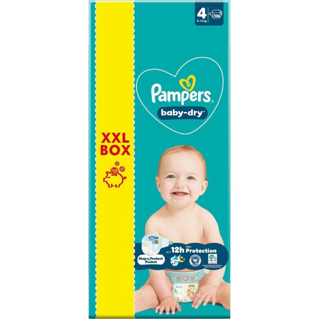 Подгузники Pampers BabyDry S4 9-14 кг 136 шт