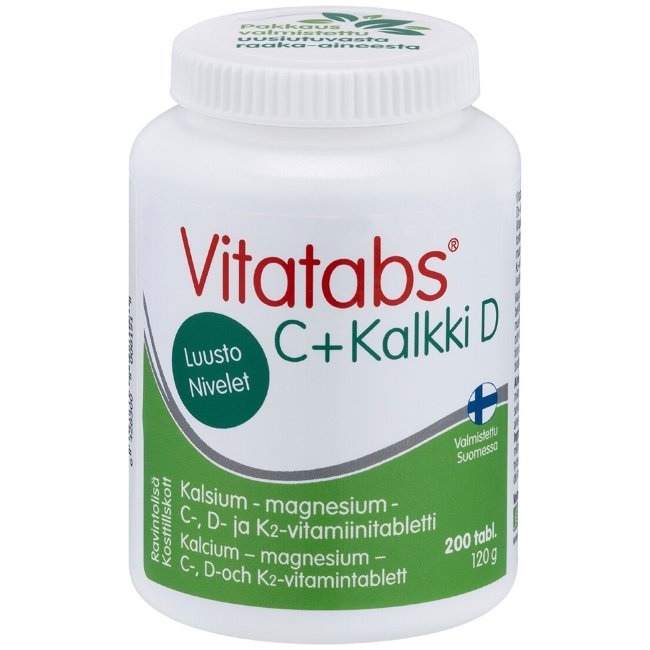 Витамины Кальций Магний и витамин K2, D, Vitatabs C + Kalkki -D 200 таблеток Hankintatukku