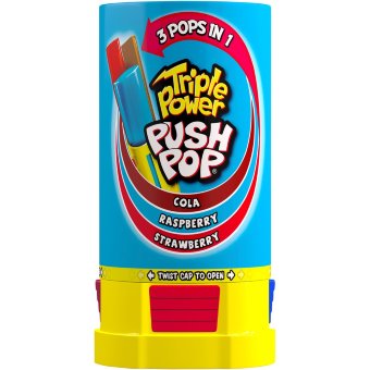 Леденец на палочке Bazooka Push Pop Triple Power кола-малина-клубника 34 гр