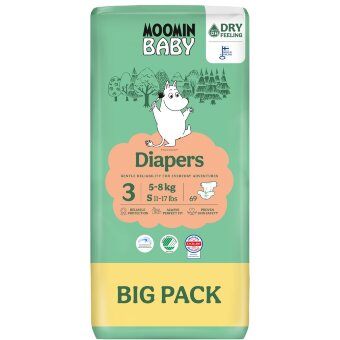 Подгузники на липучках Moomin Baby 3 - 69 шт 5-8 кг