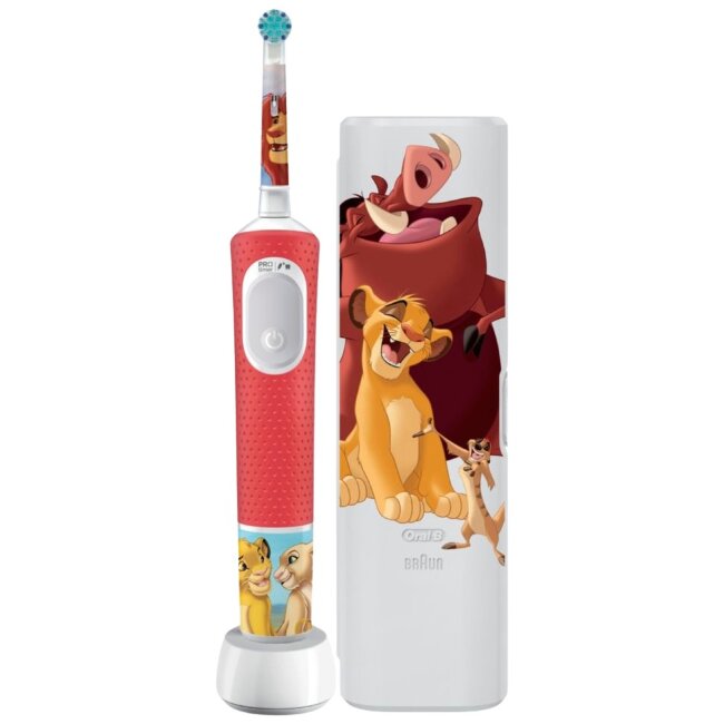 Электрическая зубная щетка Oral-B Vitality Pro Kids Lion King с дорожным футляром Электрическая зубная щетка Oral-B Vitality Pro Kids Lion King с дорожным футляром