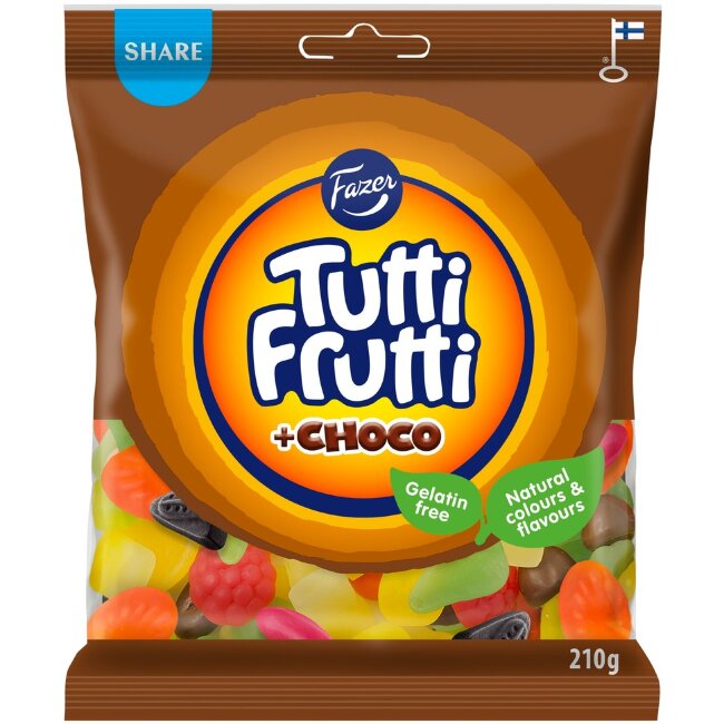 Фруктовые конфеты в шоколаде Fazer Tutti Frutti Choco 210 гр