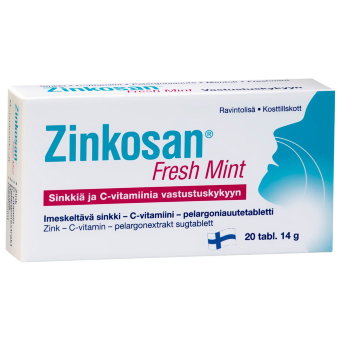 Витамины Zinkosan Fresh Mint цинк 15 мг витамин С 75 мг 20 таблеток Hankintatukku