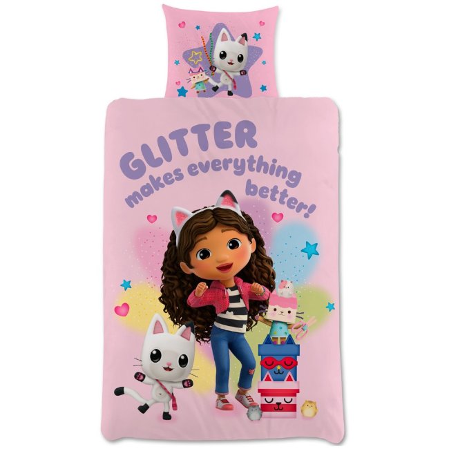 Детское постельное белье Gabby's Dollhouse набор 150x210+50x60 см розового цвета