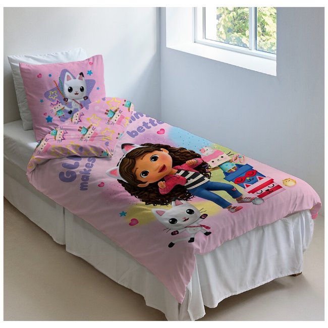 Детское постельное белье Gabby's Dollhouse набор 150x210+50x60 см розового цвета