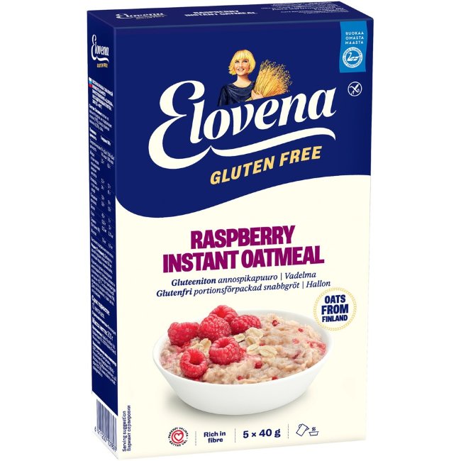 Овсяная каша без глютена с малиной Elovena 200 гр