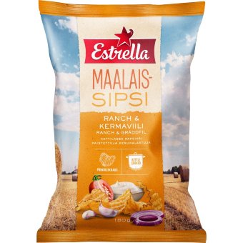 Картофельные чипсы Estrella Maalaissipsi Ranch Cermavilli 180 гр
