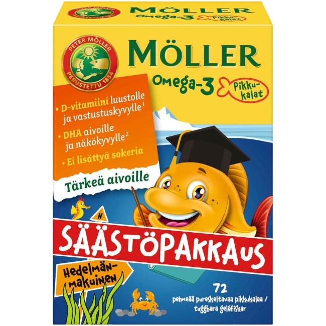 Витамины Меллер рыбки Омега-3 для детей Moller Omega-3 Pikkukalat Moller 72 капс