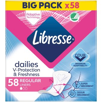 Прокладки ежедневные Libresse Regular 58 шт большая упаковка
