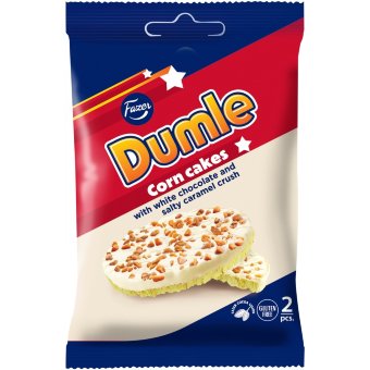 Кукурузные галеты Fazer Dumle с белым шоколадом и соленой карамелью (уп 2 шт) 33 гр