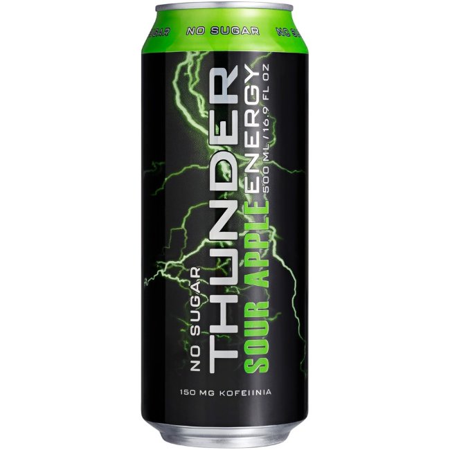 Энергетический напиток Thunder Energy кислое яблоко без сахара 500 мл Энергетический напиток Thunder Energy кислое яблоко без сахара 500 мл