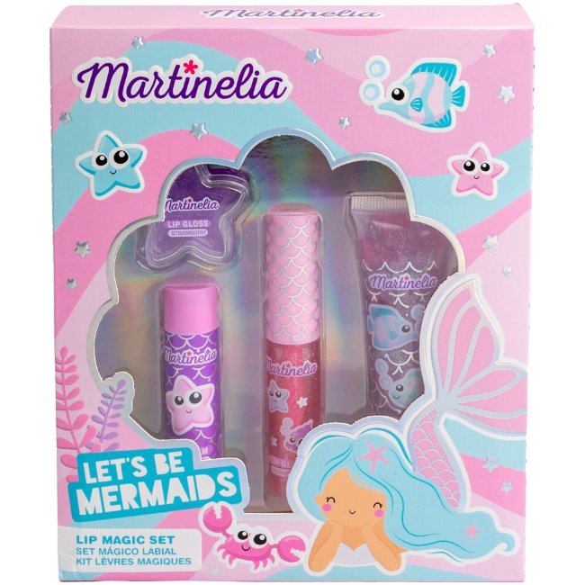 Набор для губ Martinelia Let's Be Mermaids Lip Magic: бальзам для губ, блеск для губ, свирли-блеск для губ, банка с блеском для губ Набор для губ Martinelia Let's Be Mermaids Lip Magic: бальзам для губ, блеск для губ, свирли-блеск для губ, банка с блеском для губ