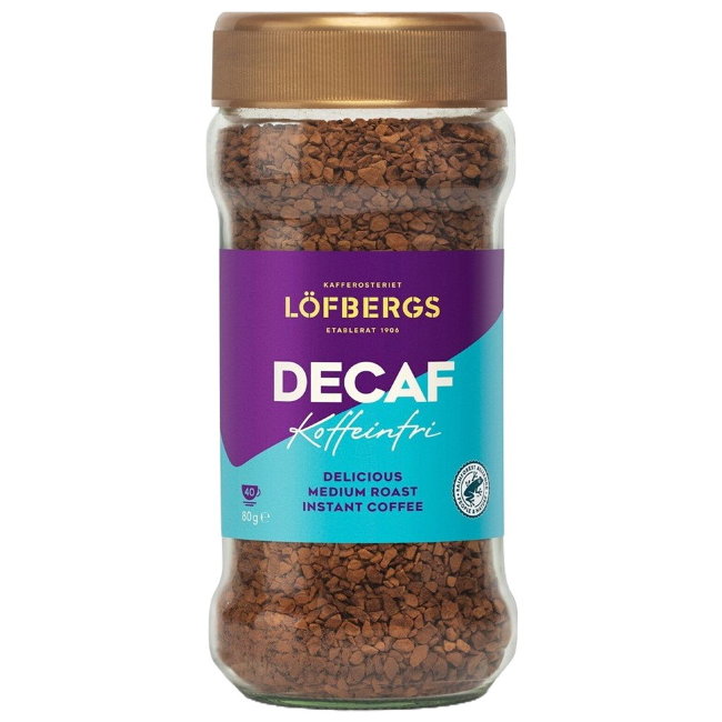 Растворимый кофе Lofbergs без кофеина 80 г Rainforest Alliance