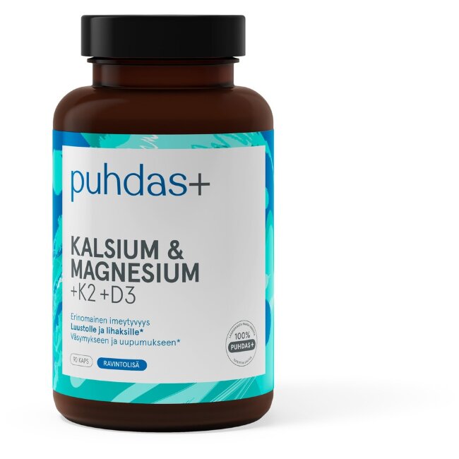 Кальций и магний с K2 и D3 Puhdas+ 90 капсул