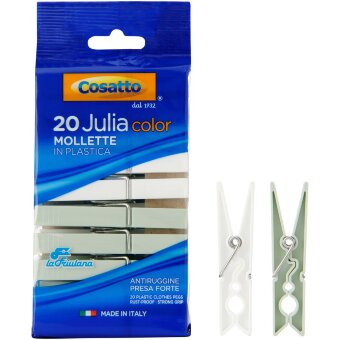 Прищепки для белья Cosatto Julia 20 шт, бело-зеленые