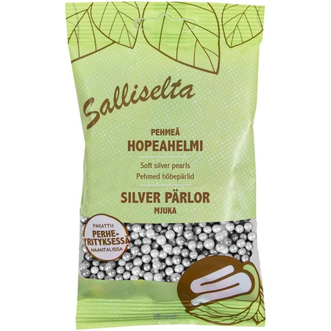 Кондитерская посыпка Salliselta (серебряные жемчужины) 80 гр
