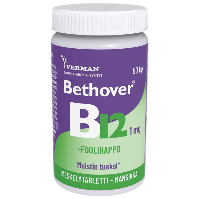 Витамин B12 с фолиевой кислотой ( со вкусом клубники ) Bethover 50 таб