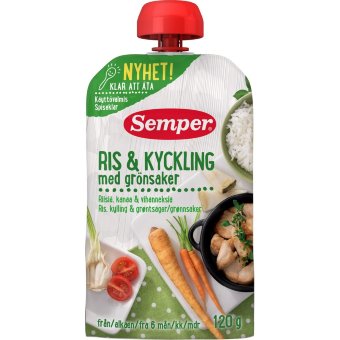 Пюре (овощи, рис с курицей) с 6 мес Semper 120 гр