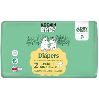 Подгузники-пеленки Moomin Baby Newborn 2 - 52 шт 3-6 кг Подгузники-пеленки Moomin Baby Newborn 2 - 52 шт 3-6 кг
