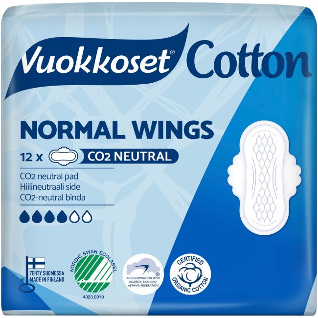 Прокладки гигиенические Vuokkoset Cotton Normal Sensitive 4/6, 12 шт