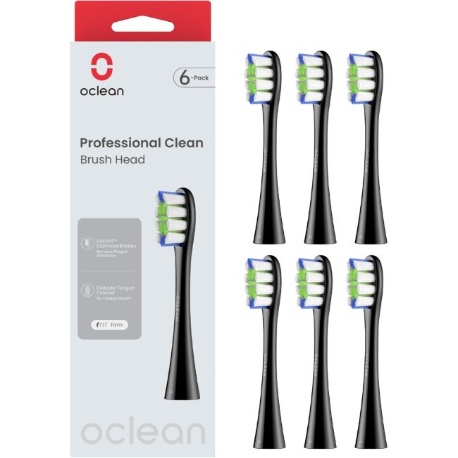 Сменные насадки для зубной щетки Oclean Professional Clean, 6 шт, черные