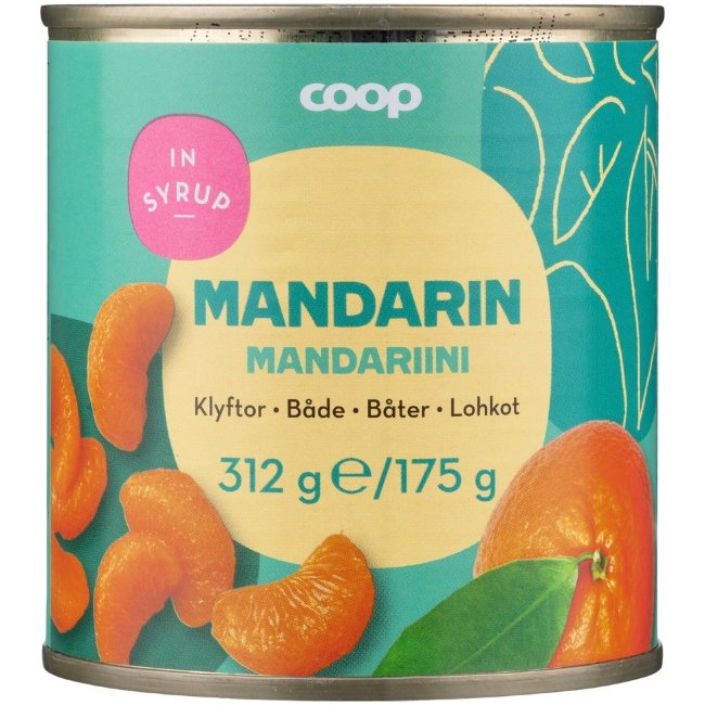 Мандарины в сиропе (дольки) Coop 312/170 гр.