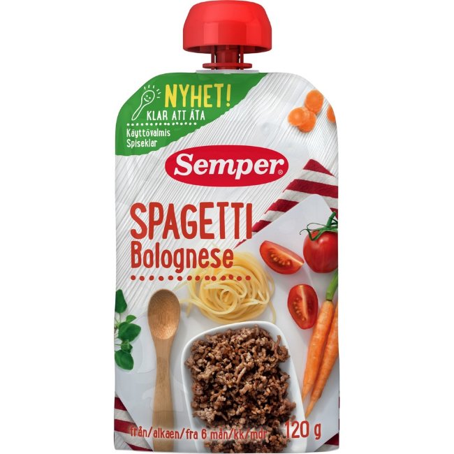 Овоще-мясное пюре Semper Спагетти болоньезе с 8 месяцев 120 гр
