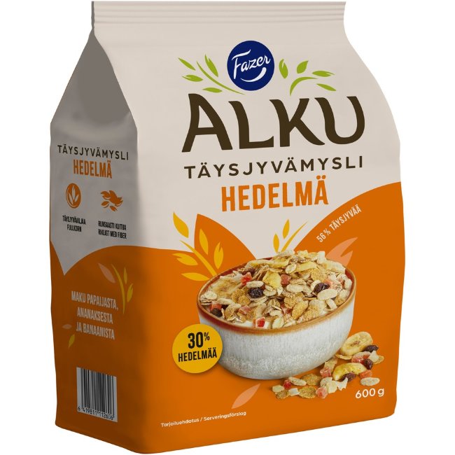 Цельнозерновые мюсли Fazer Alku с фруктами 600 гр