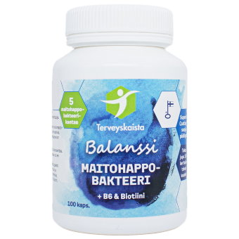 Витамины Balanssi с молочно-кислыми бактериями + B6 + Biotin 100 капсул Terveyskaista Витамины Balanssi с молочно-кислыми бактериями + B6 + Biotin 100 капсул Terveyskaista