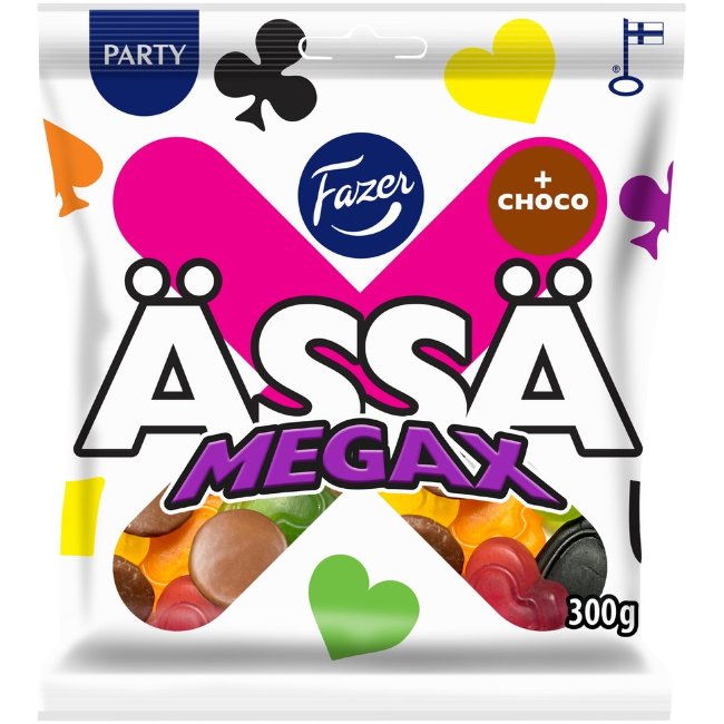Жевательные фруктовые конфеты Fazer Assa Megax +choco 300 гр