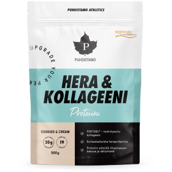 Протеиновая добавка Puhdistamo Athletics Hera & Kollageeni Cookies&Cream 500 гр Протеиновая добавка Puhdistamo Athletics Hera & Kollageeni Cookies&Cream 500 гр