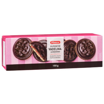 Бисквитное печенье в шоколаде с малиной Pirkka 150 гр